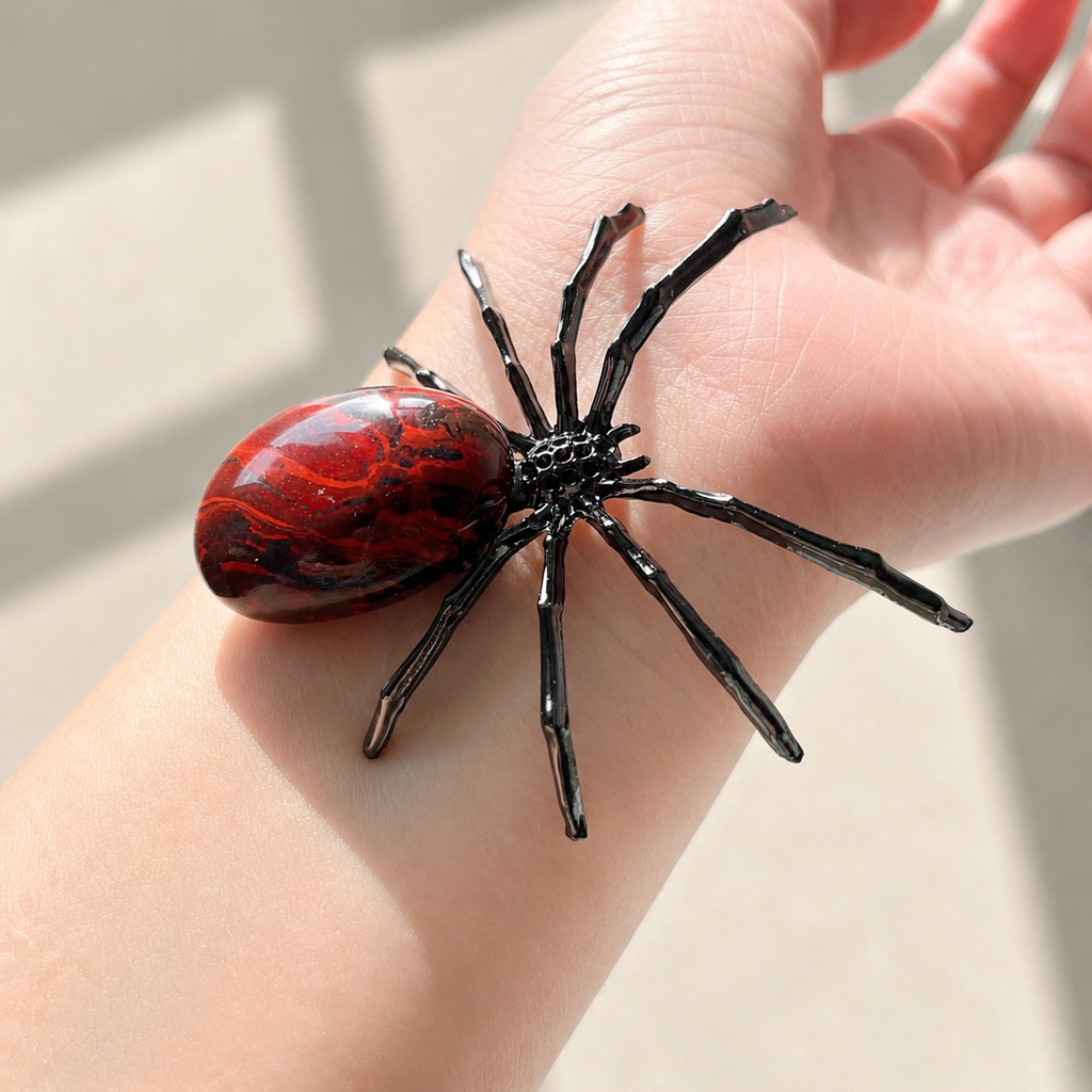 Tumbled Crystals Spider Ornament Handmade Alloy Spider C003