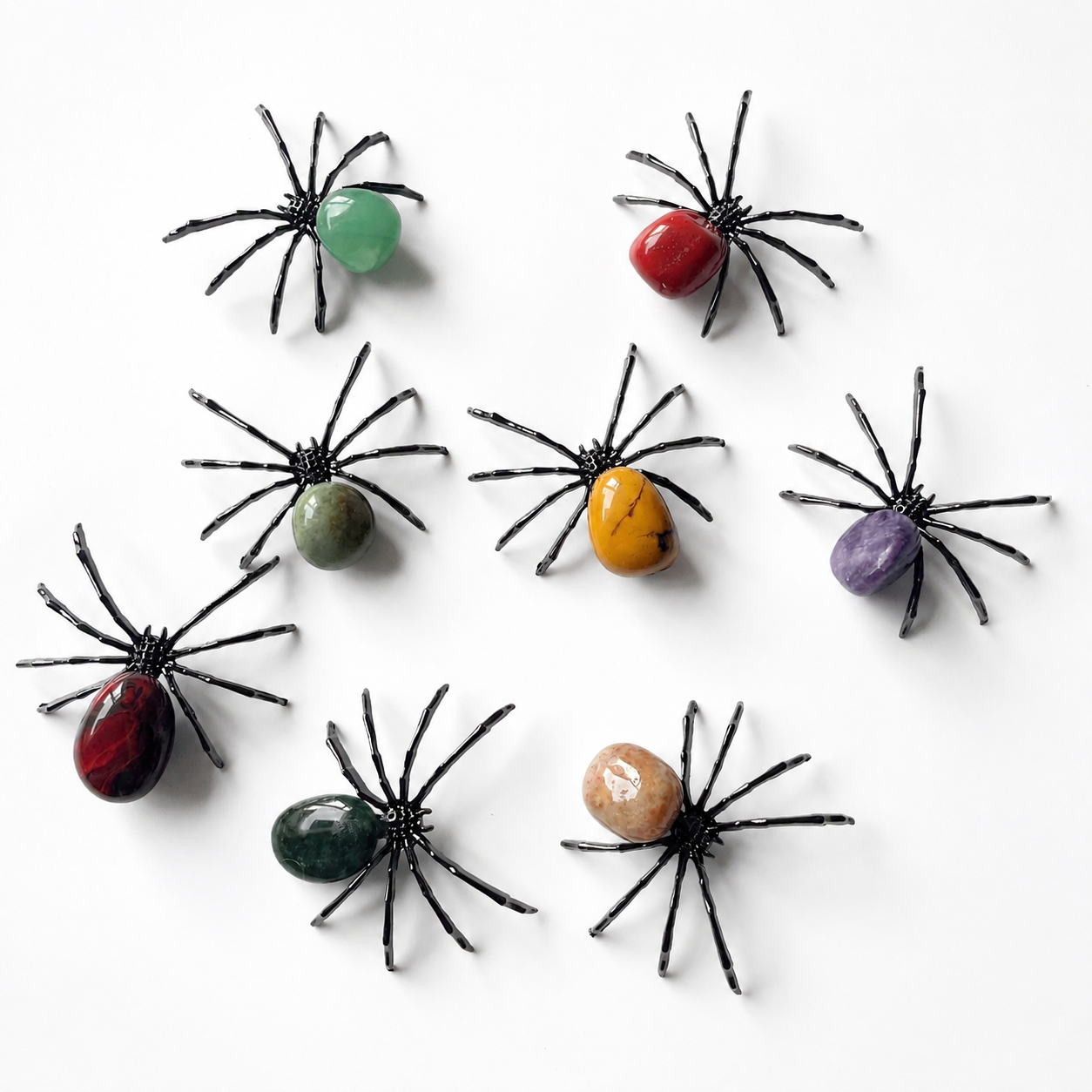 Tumbled Crystals Spider Ornament Handmade Alloy Spider C003