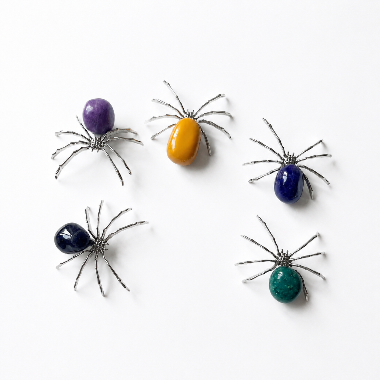 Tumbled Crystals Spider Ornament Handmade Alloy Spider C003