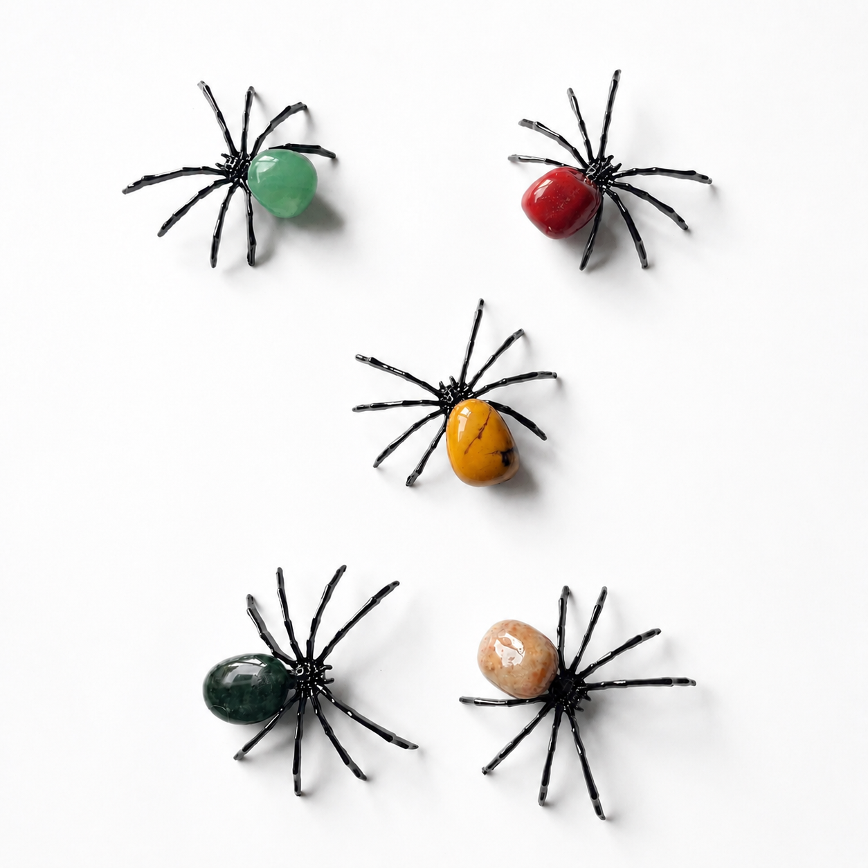 Tumbled Crystals Spider Ornament Handmade Alloy Spider C003