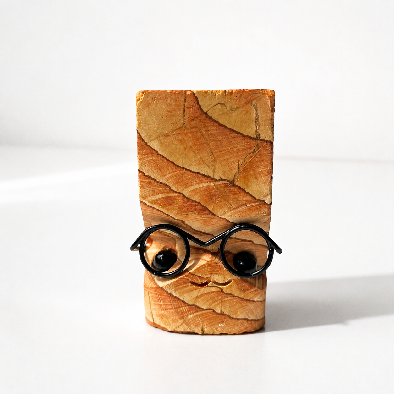 Multi-material crystal carved figurine assorted crystal raw stones cut into block shapes wearing glasses small statues-C005