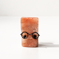 Multi-material crystal carved figurine assorted crystal raw stones cut into block shapes wearing glasses small statues-C005