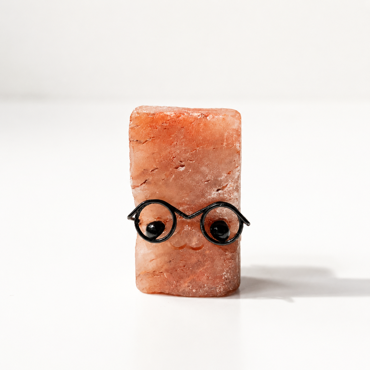 Multi-material crystal carved figurine assorted crystal raw stones cut into block shapes wearing glasses small statues-C005