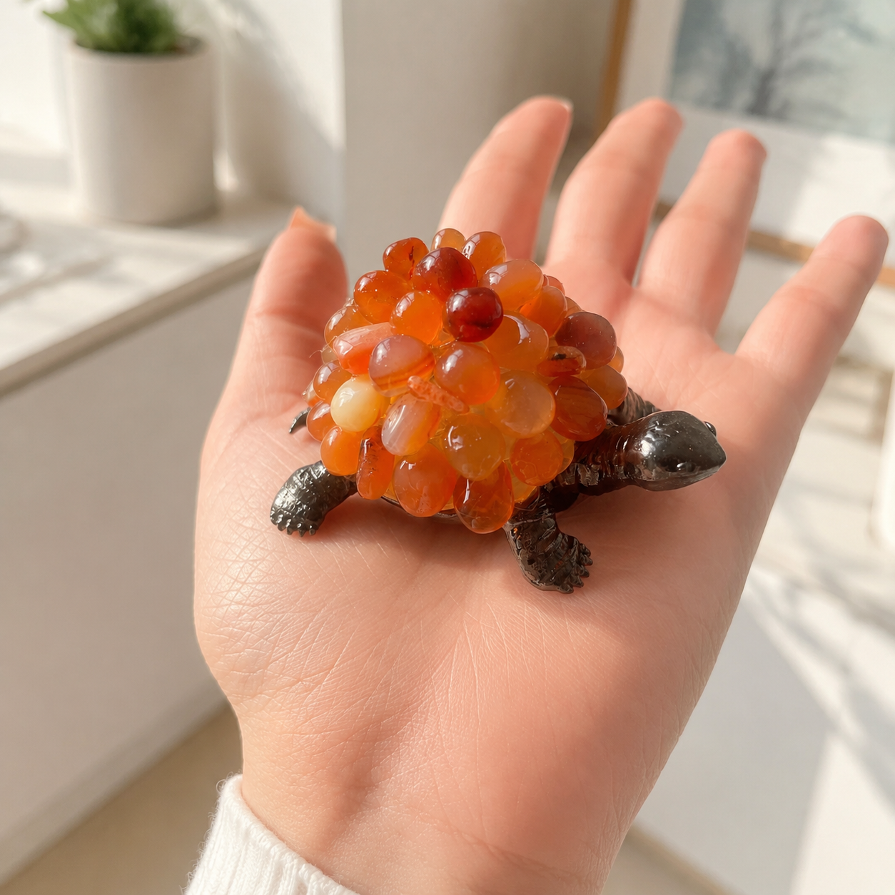 Multi-material natural crystal chips turtle set-C009