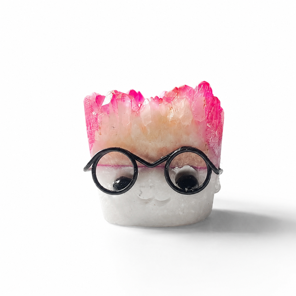 Colorful crystal aura quartz cluster hedgehog-C011