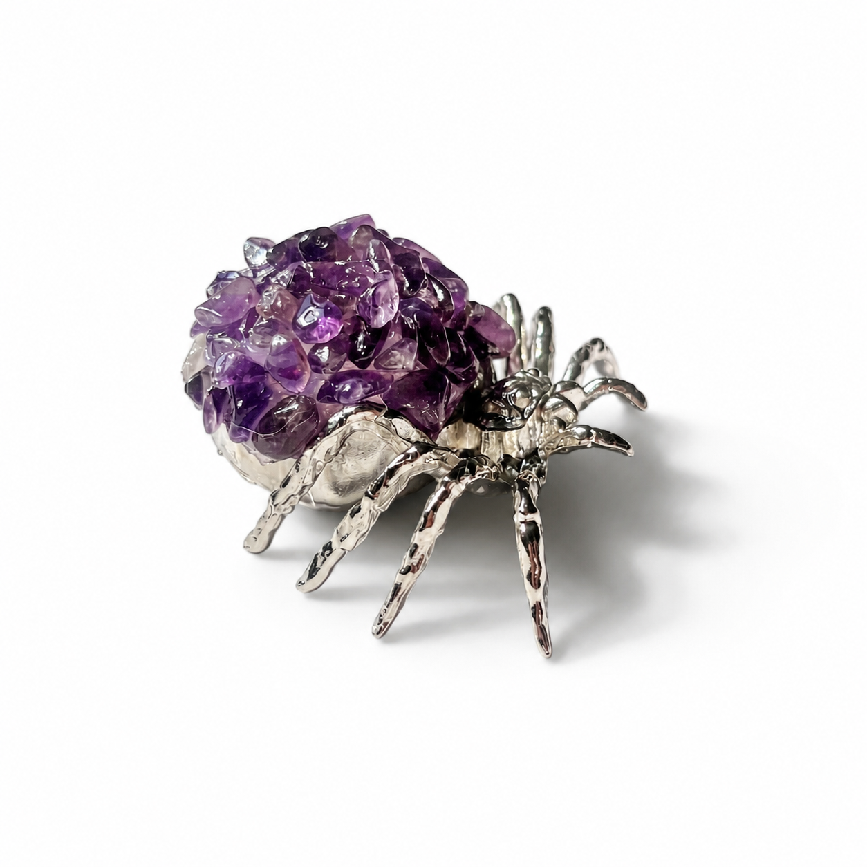 Multi-material natural crystal chips spider set-C010
