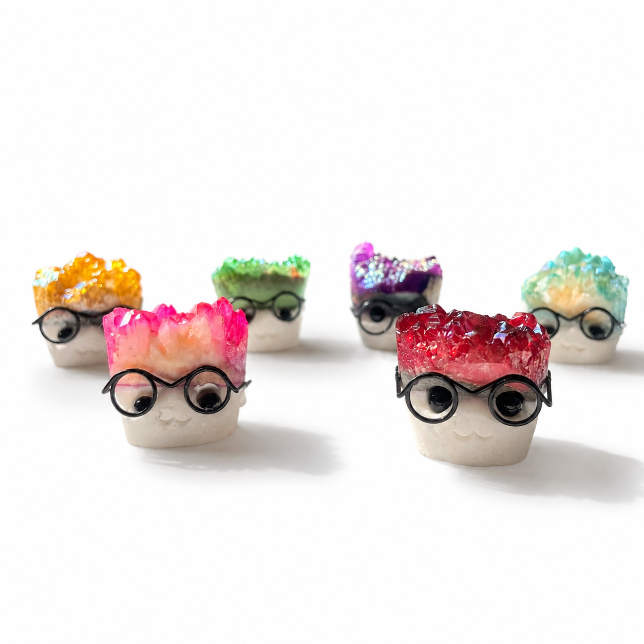 Colorful crystal aura quartz cluster hedgehog-C011