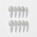 Handmade silver grey cat eye press on nails long stiletto white french tip-Silver Frost A054