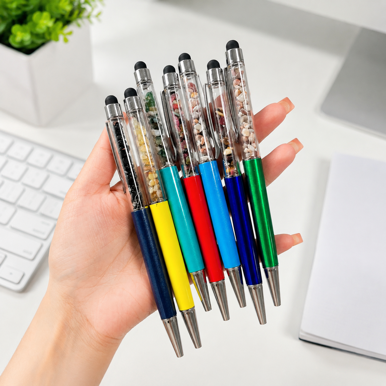 2IN1 chips stone Crystal Pen On-screen Stylus Crystal Gift-C012