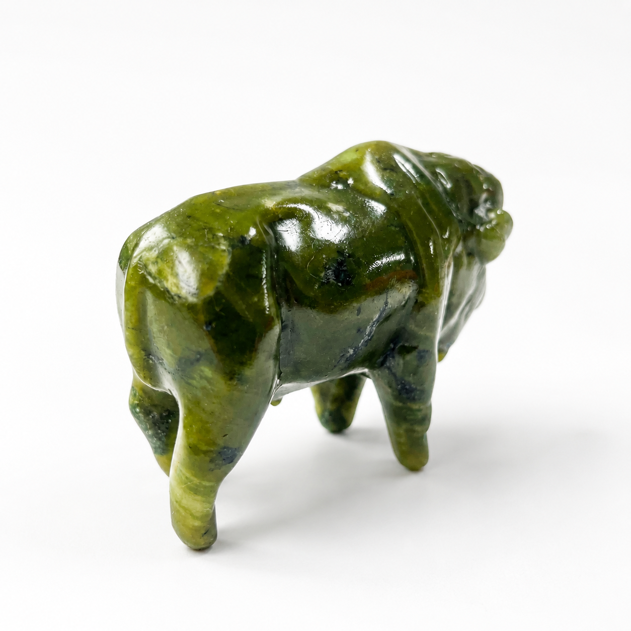 1PC natural green jade bison crystal carving-C013