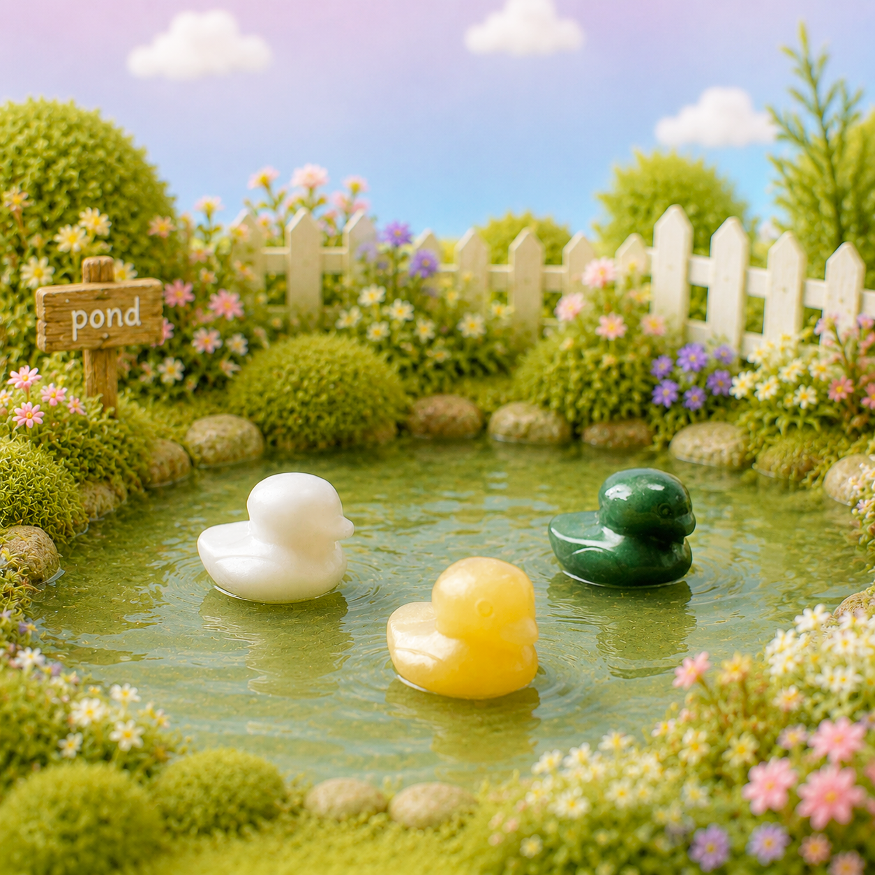 35mm Multi-material handmade crystal duck carved-C016