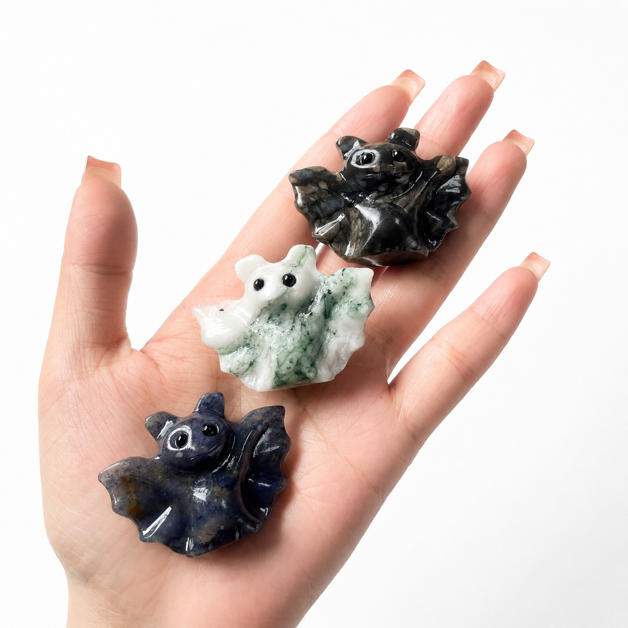 1PC handmade carved crystal quartz bat-C014