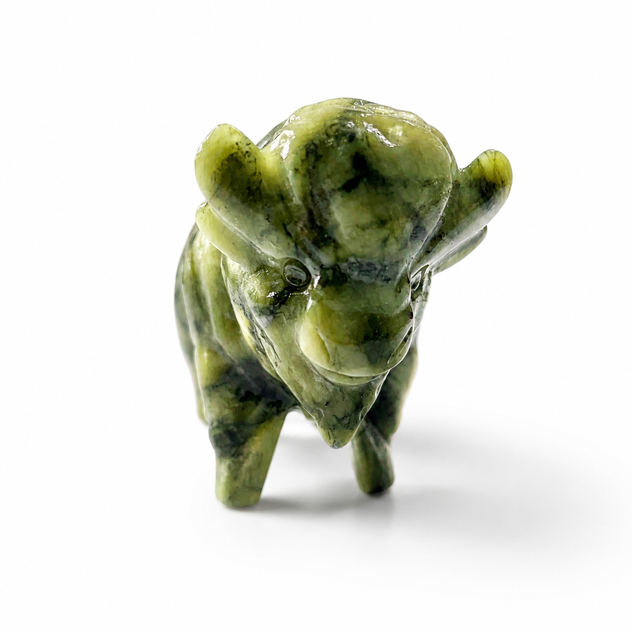 1PC natural green jade bison crystal carving-C013