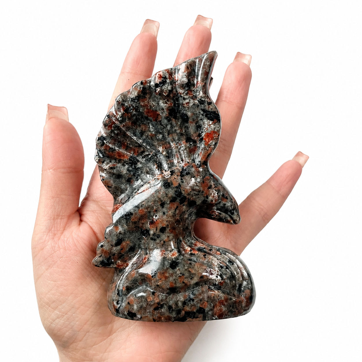 3.8inch hand carved UV-reactive yooperlite bird crystal carving-C021