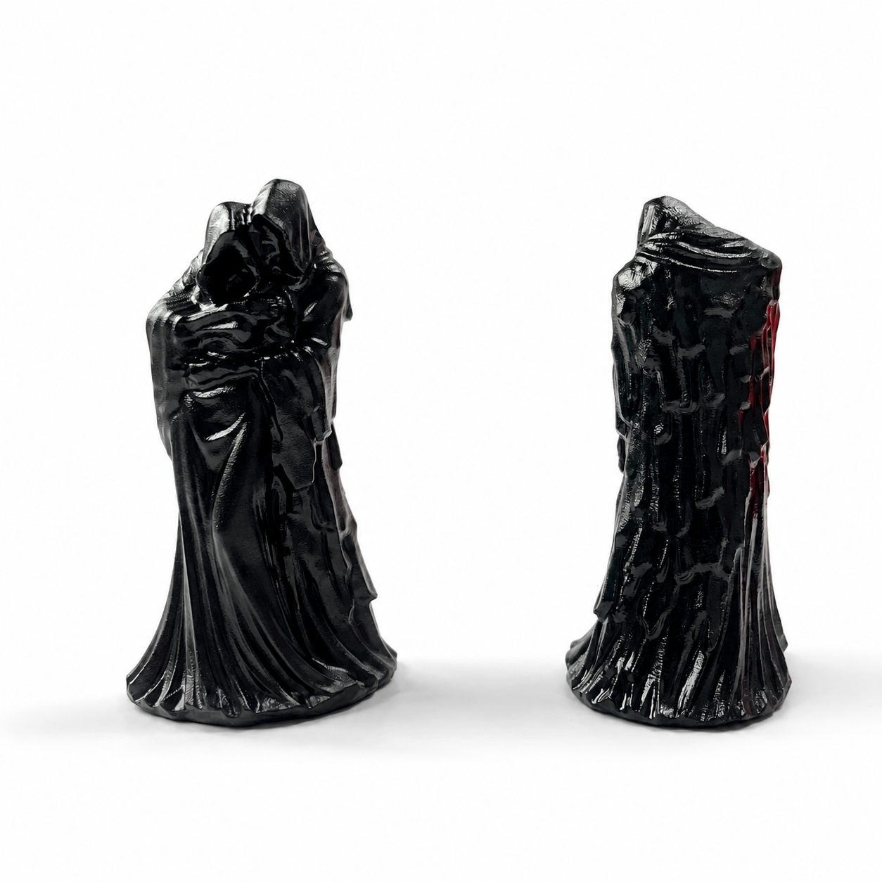 Handmade black obsidian grim reaper crystal carving gothic hooded guardian statue-C023