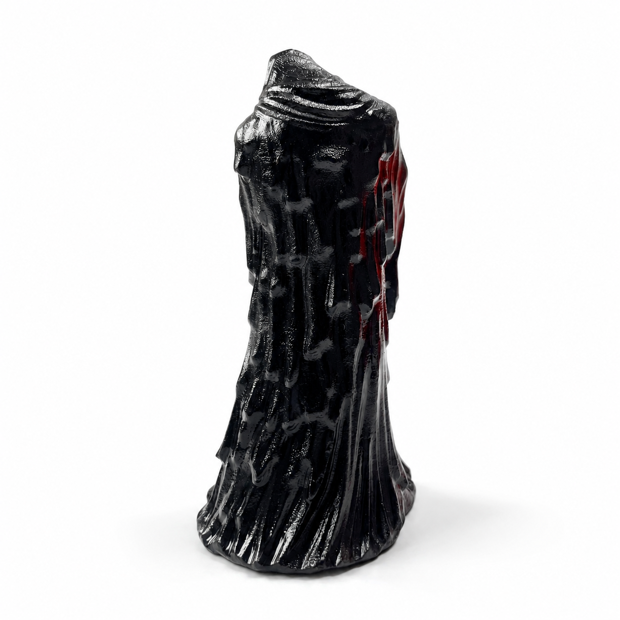 Handmade black obsidian grim reaper crystal carving gothic hooded guardian statue-C023