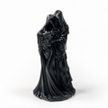Handmade black obsidian grim reaper crystal carving gothic hooded guardian statue-C023