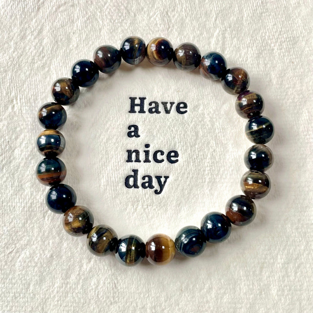Blue/Gold tiger eye bracelet wholesale-B004