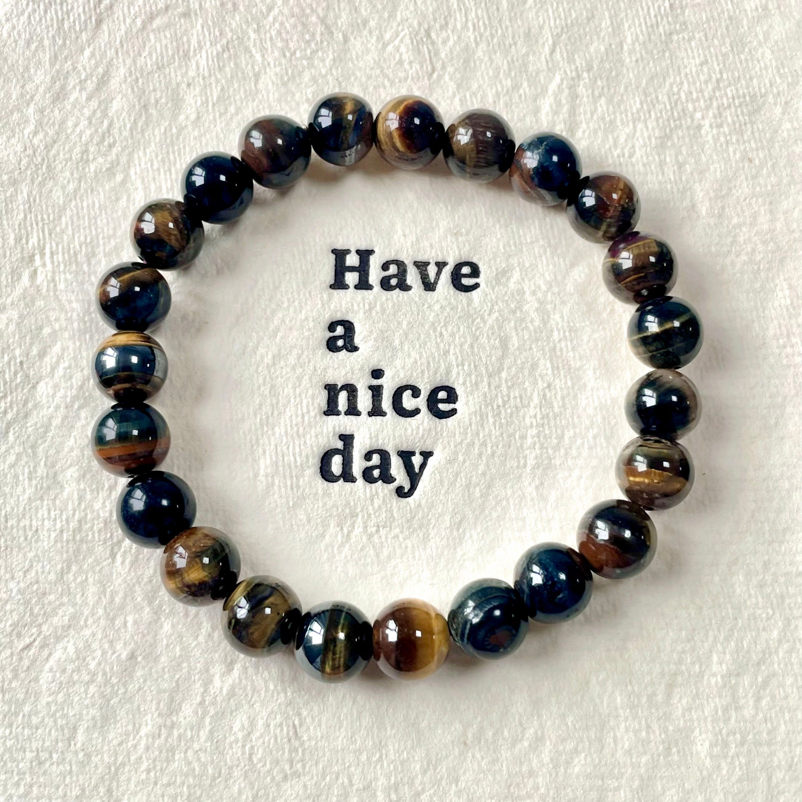 Blue/Gold tiger eye bracelet wholesale-B004