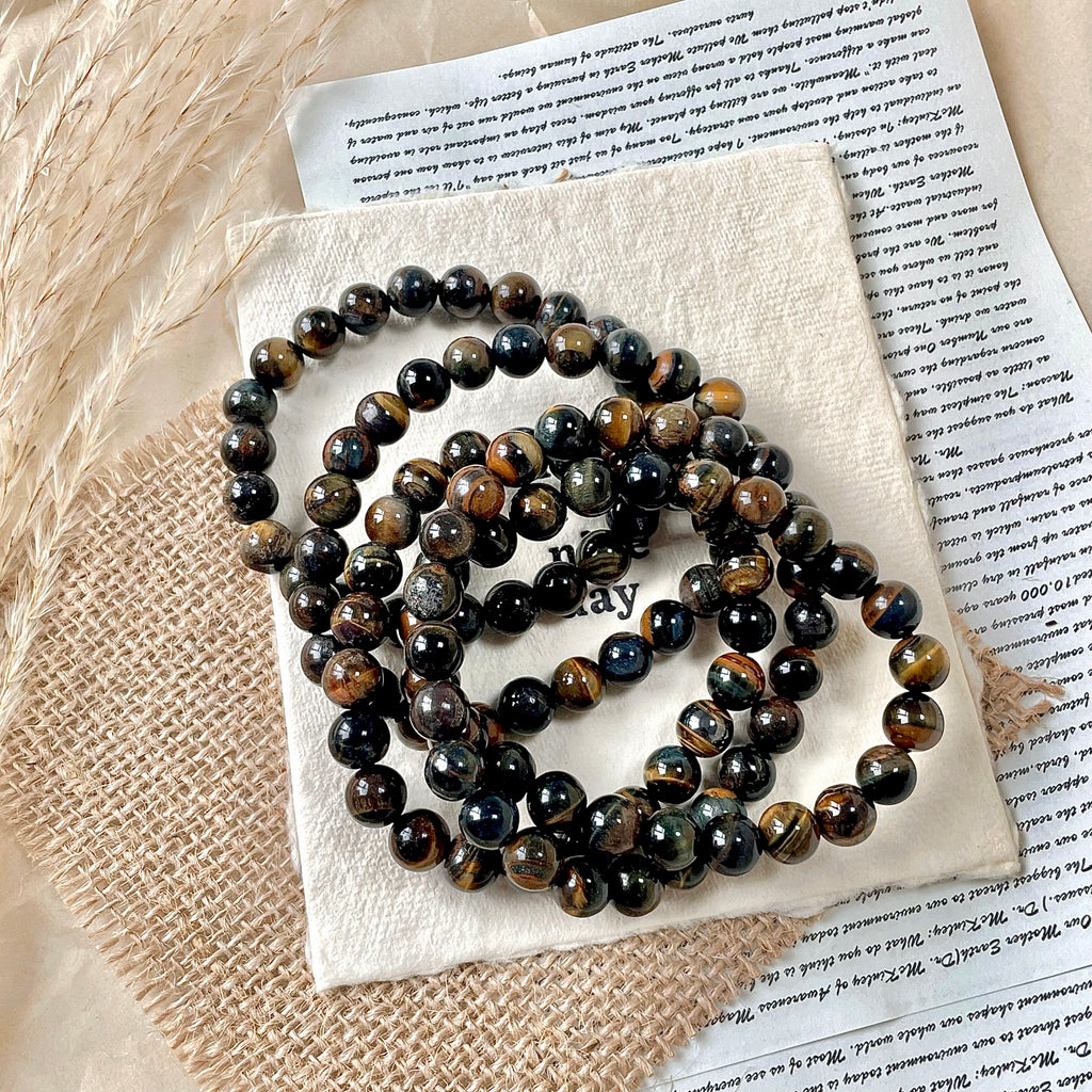 Blue/Gold tiger eye bracelet wholesale-B004