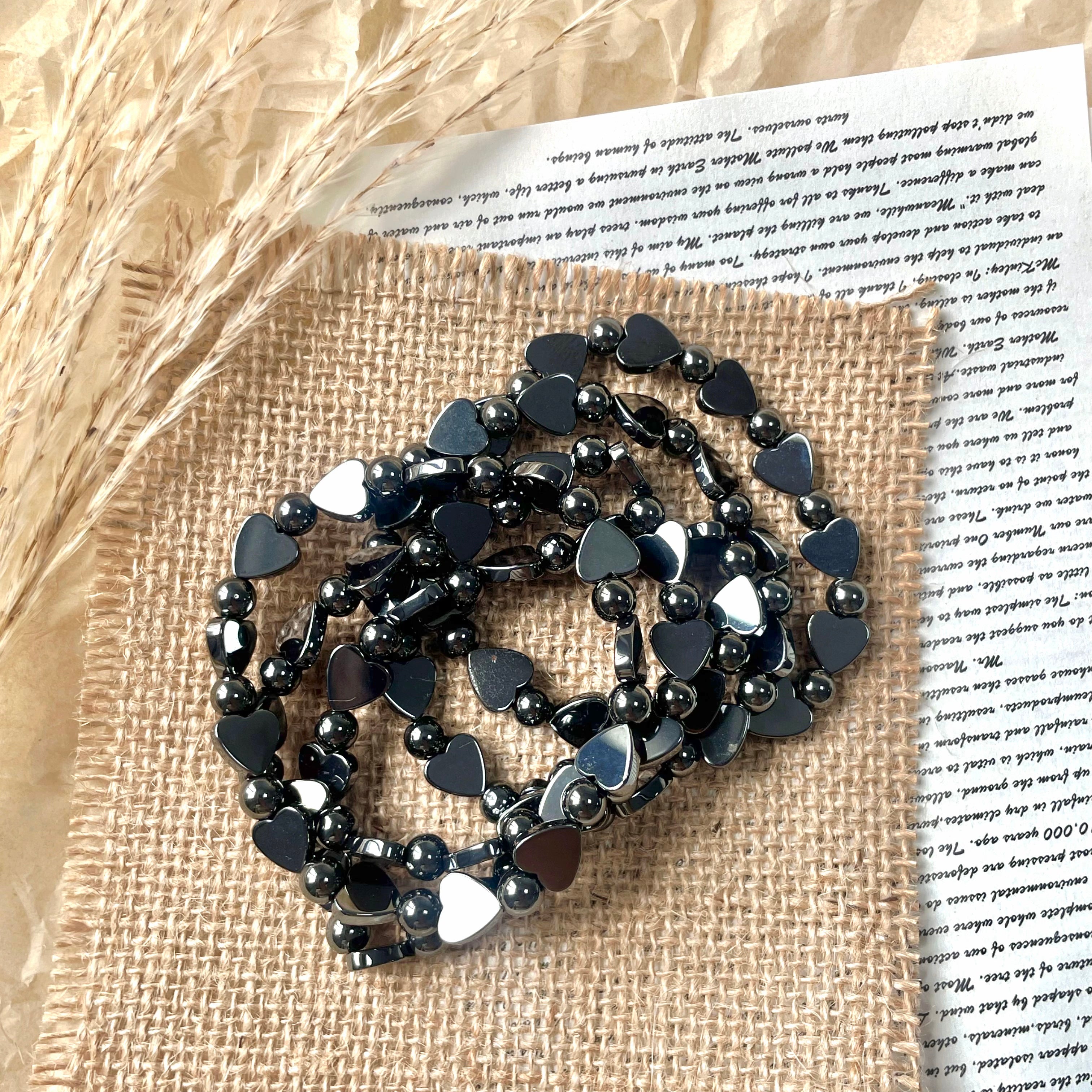 Hematite heart bracelet wholesale-B009