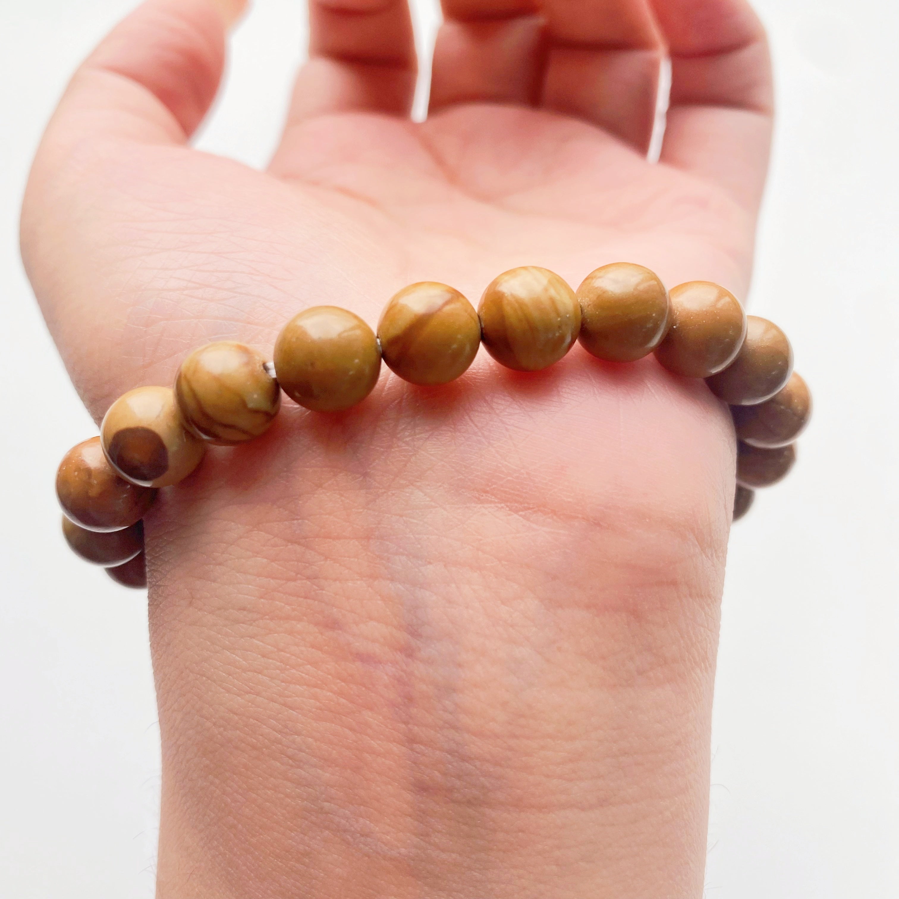 Wood lace jasper crystal bracelet-B021