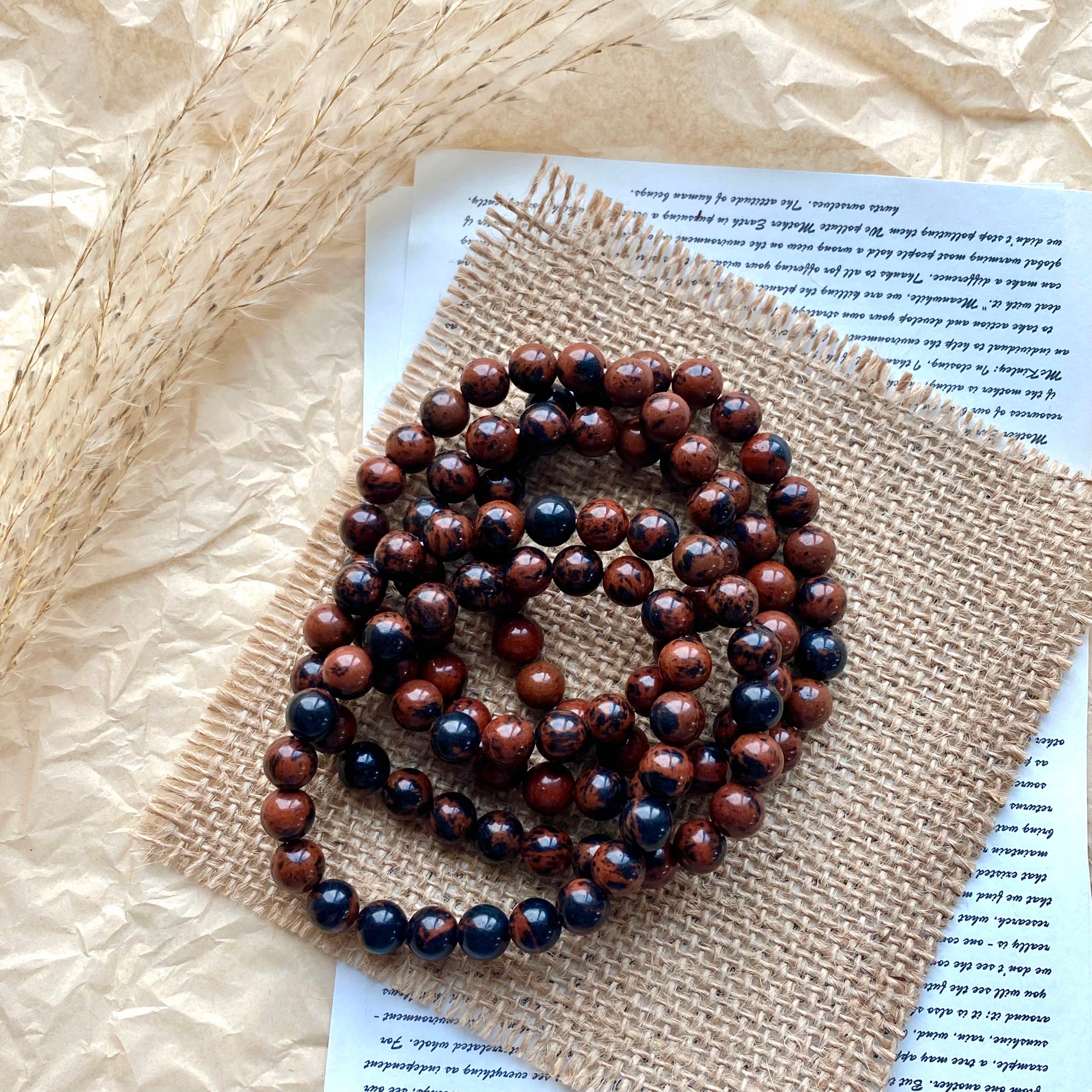 Red obsidian crystal bracelet-B022