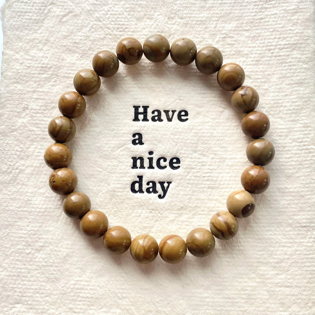 Wood lace jasper crystal bracelet-B021