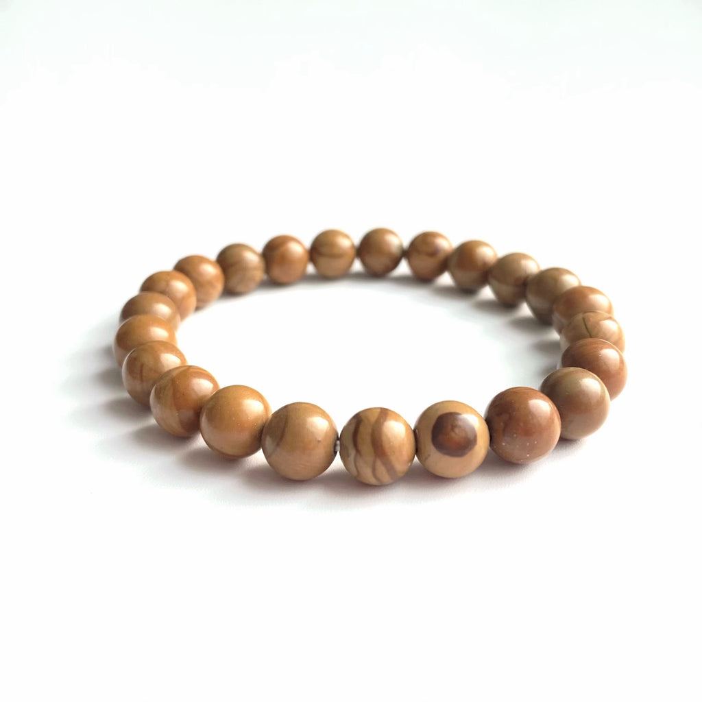 Wood lace jasper crystal bracelet-B021