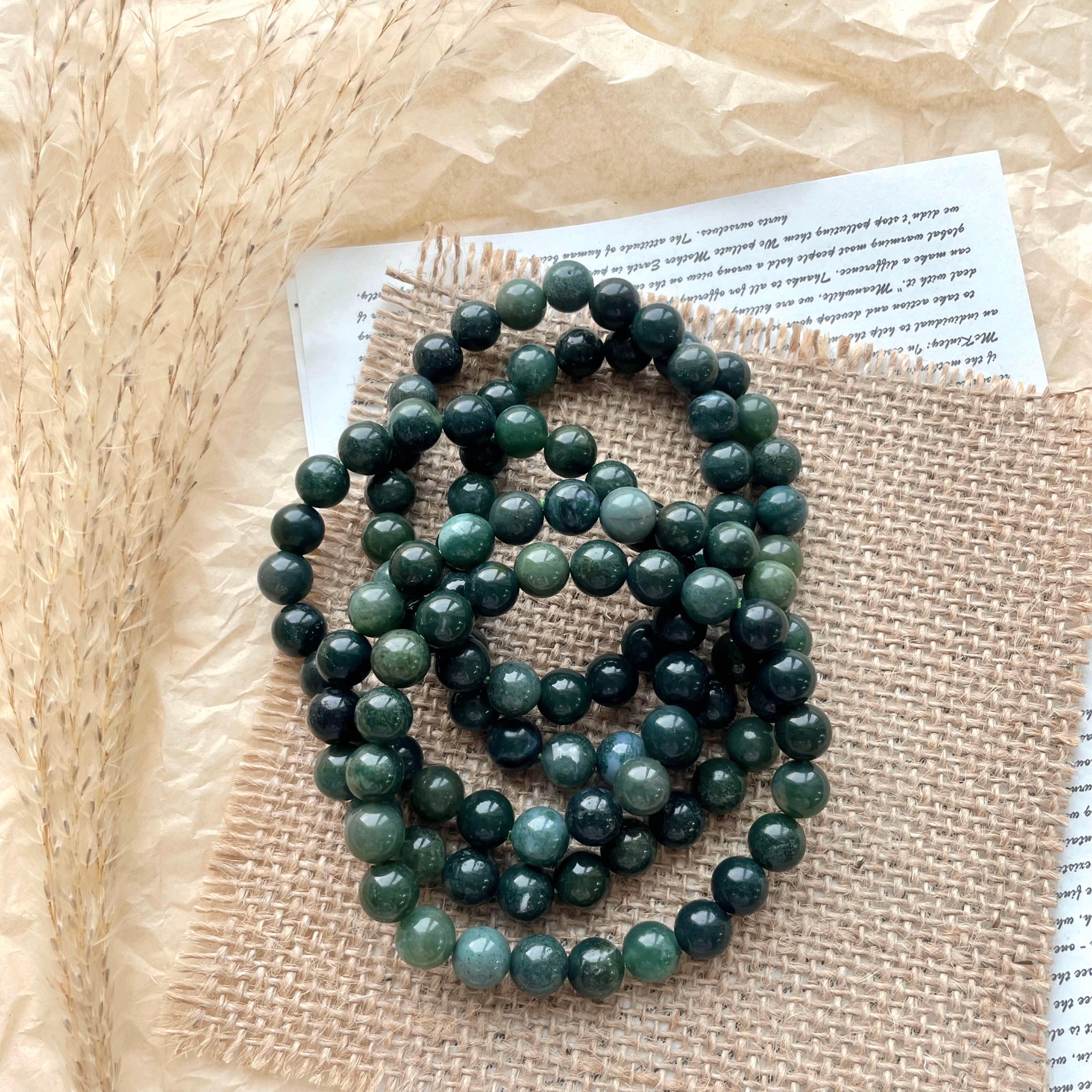 Moss agate crystal bracelet-B028