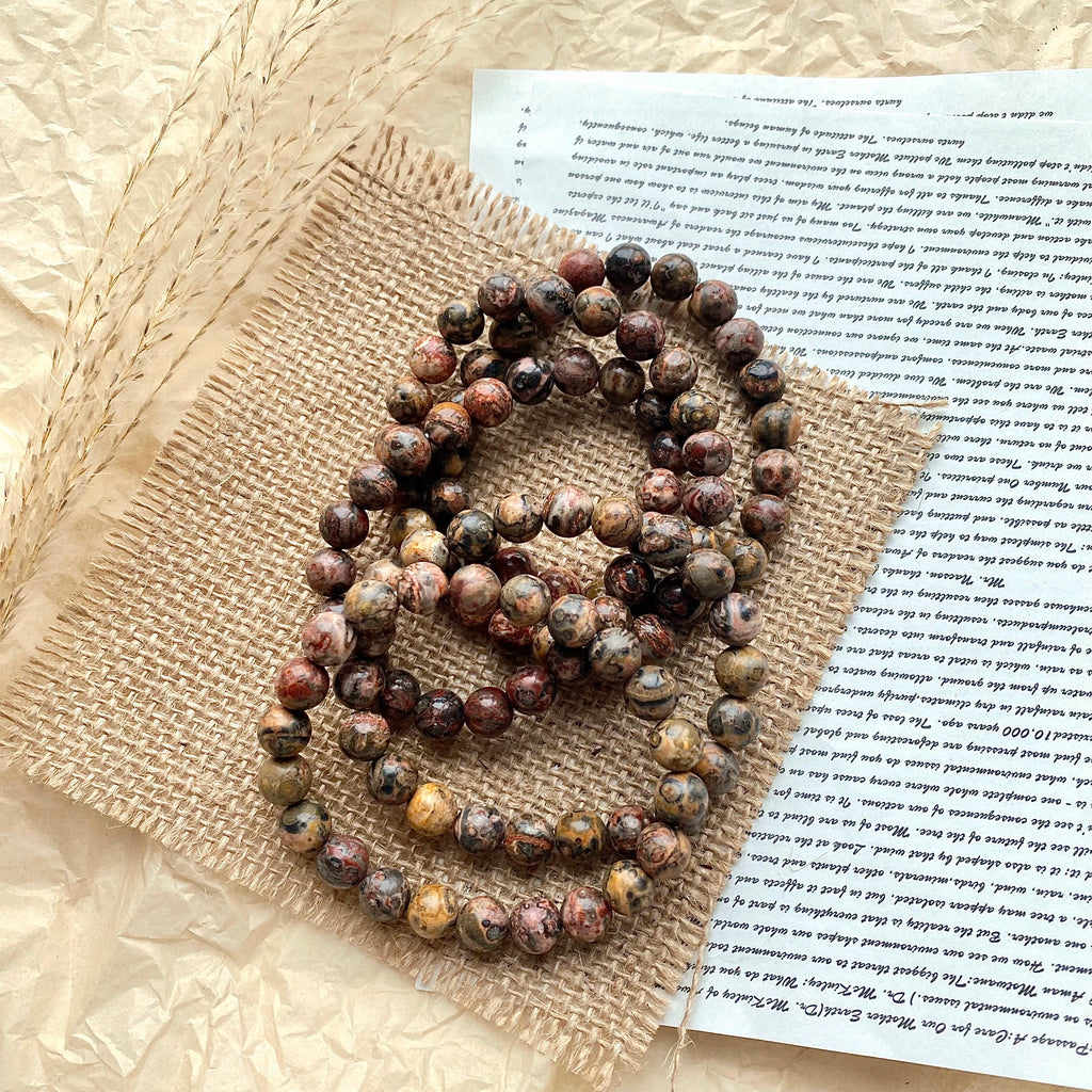 Leopard skin jasper crystal bracelet-B032