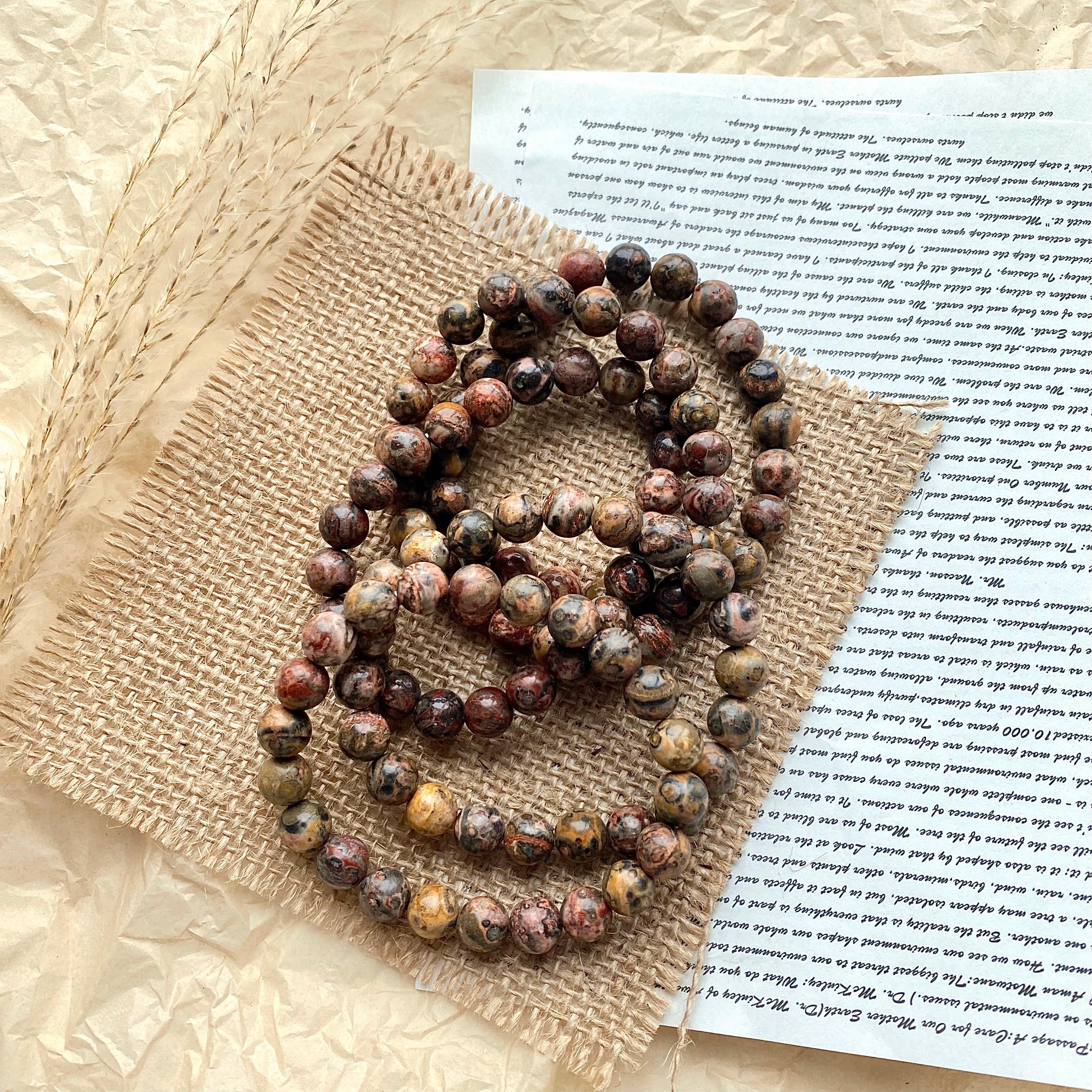 Leopard skin jasper crystal bracelet-B032