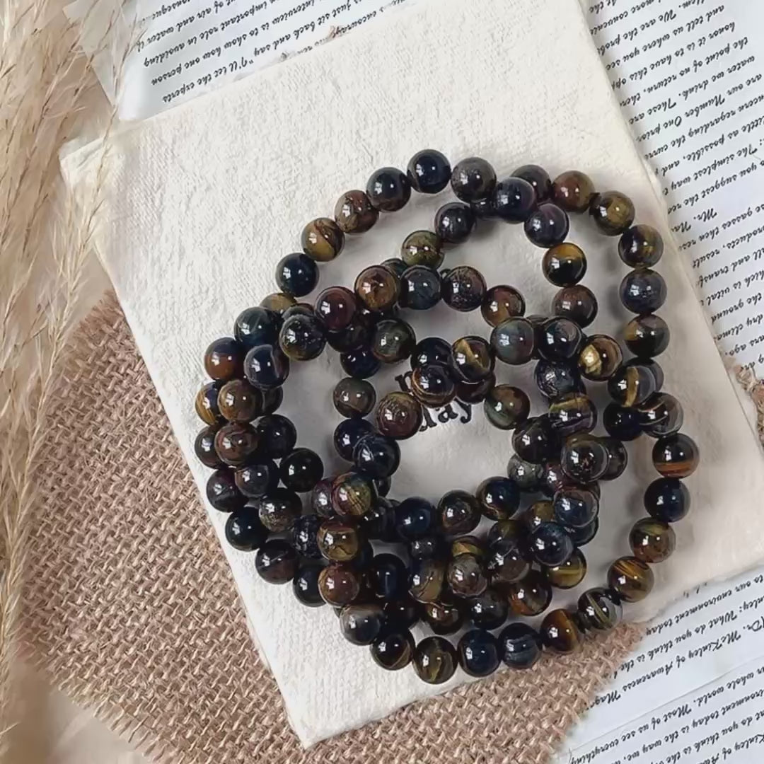 Blue/Gold tiger eye bracelet wholesale-B004