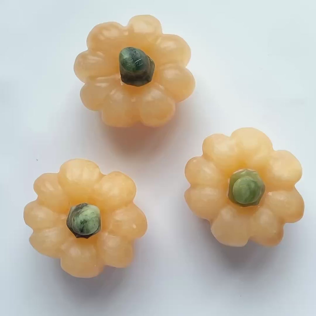 Handmade yellow calcite pumpkin crystal carving-C051