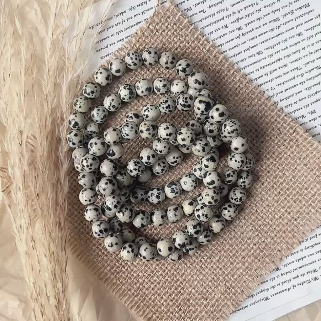 Dalmatian jasper crystal bracelet-B014