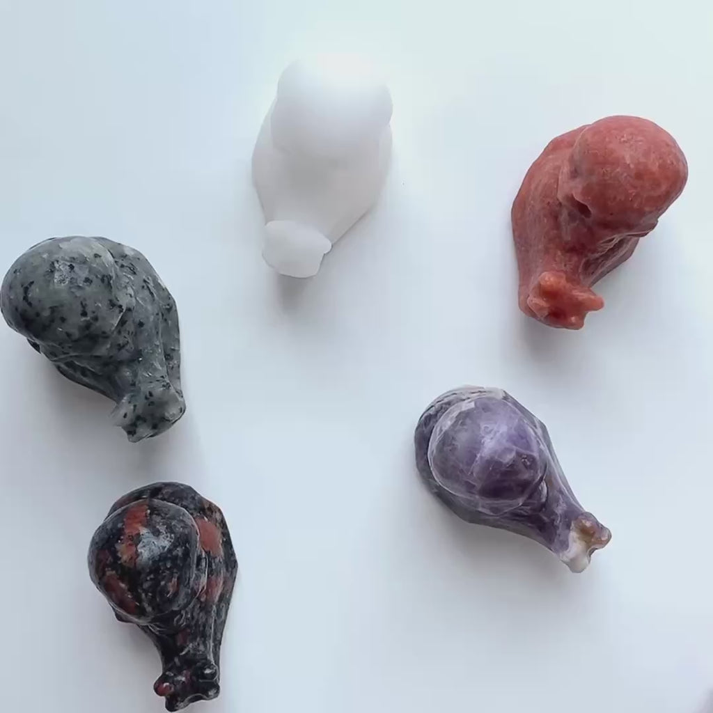 Multi-material crystal snail skull carving gothic fantasy decor-C058
