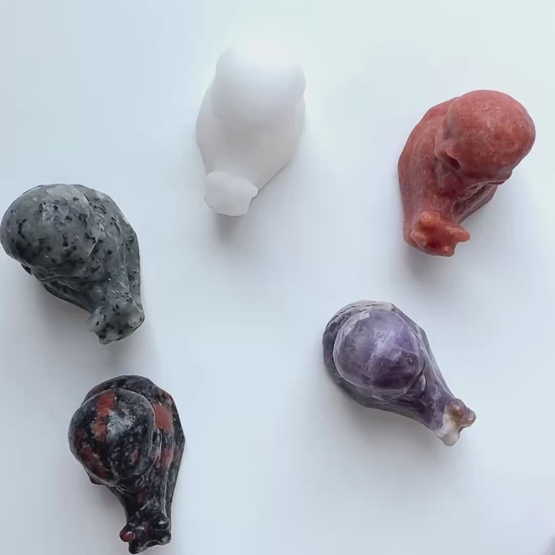 Multi-material crystal snail skull carving gothic fantasy decor-C058