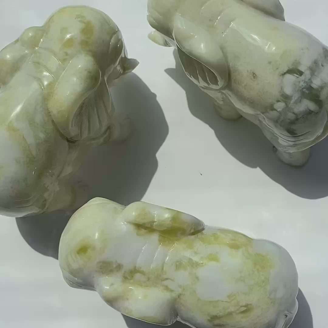 1PC large natural XiuYan Jade  elephant crystal carving-C026