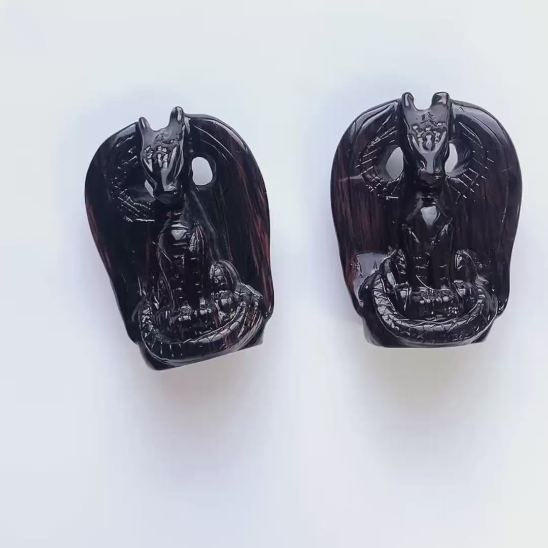 Handmade red tiger eye dragon crystal carving-C029