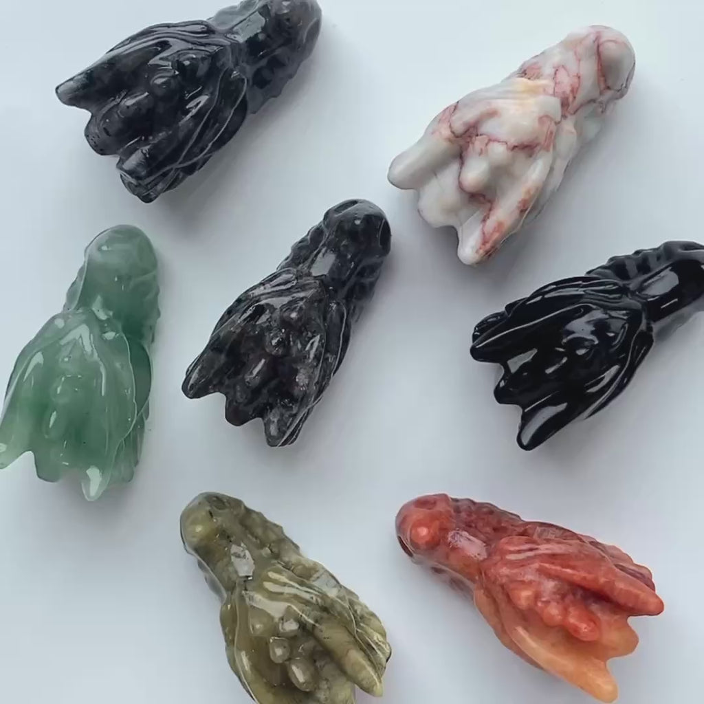 Multi-material handmade dragon head crystal carving-C045