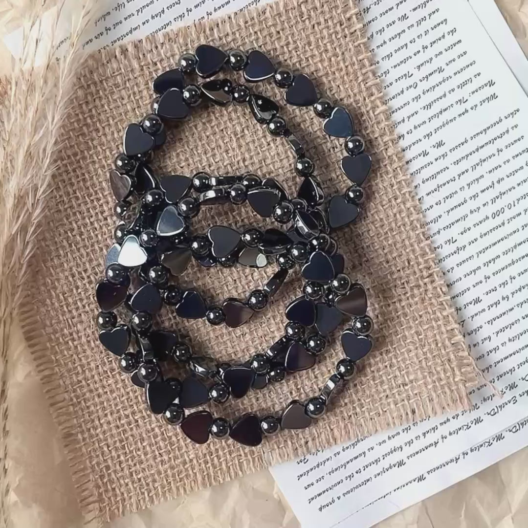 Hematite heart bracelet wholesale-B009