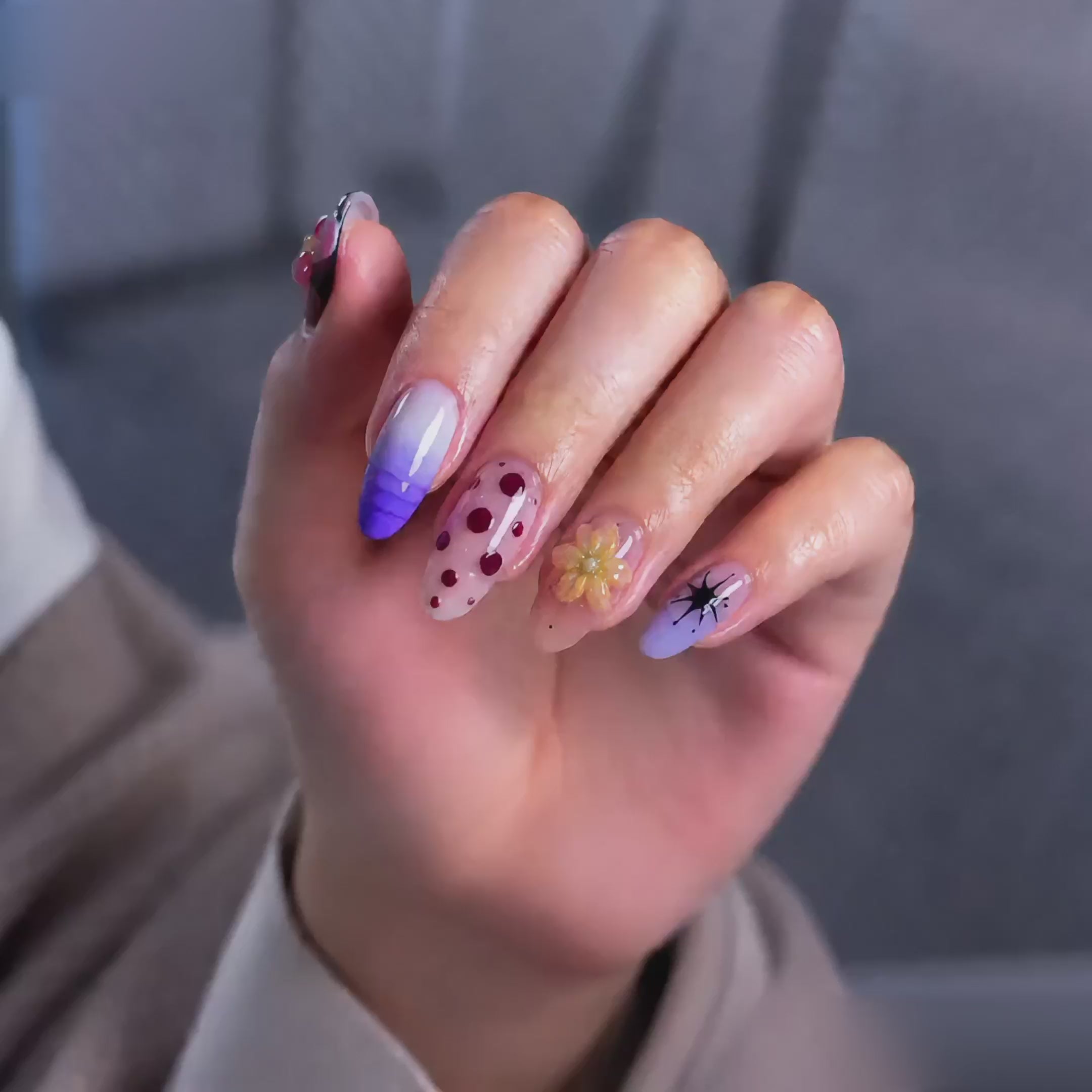 Handmade medium almond nails luxury press-on nails are custom crafted-Bloom & Pop A001