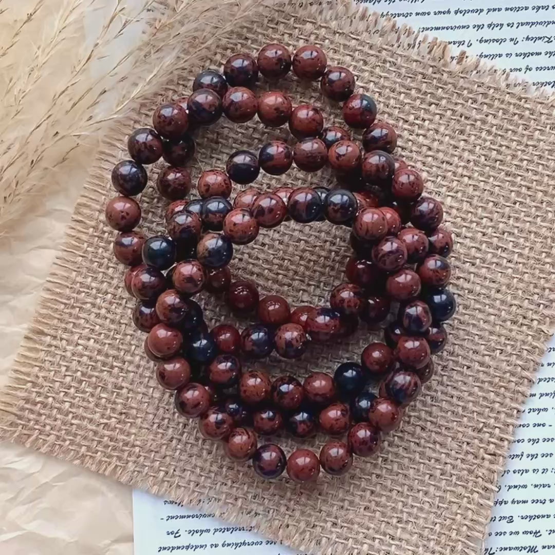 Red obsidian crystal bracelet-B022