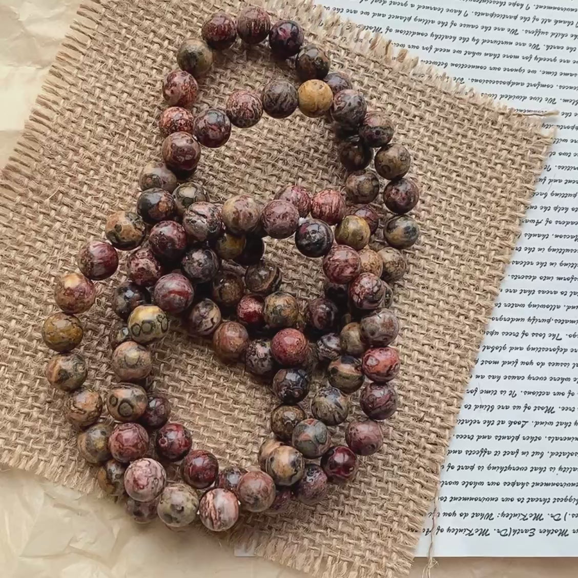Leopard skin jasper crystal bracelet-B032