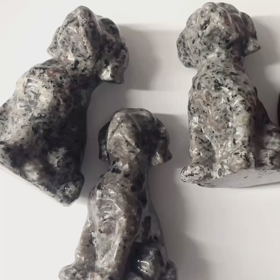 4.3inch hand carved UV-reactive yooperlite dog crystal carving-C019