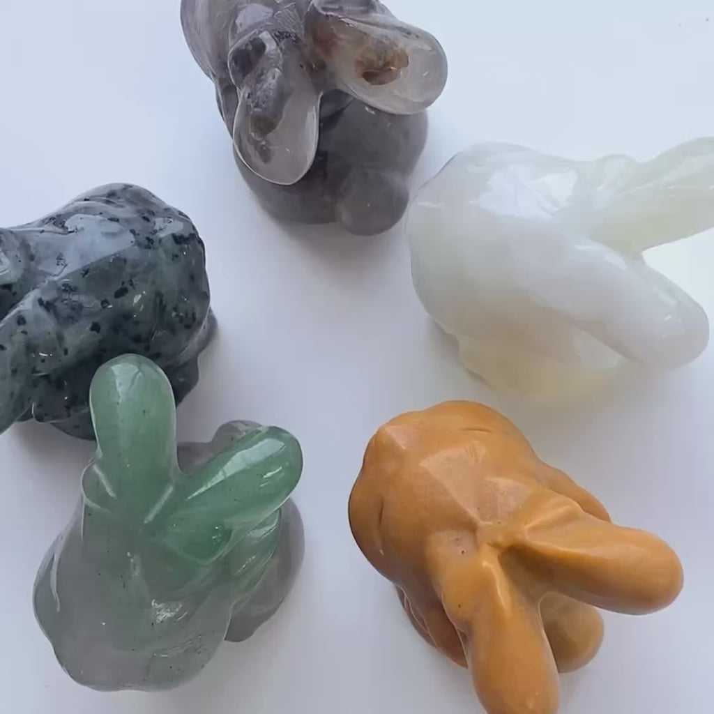 Cute multi-material handmade elk crystal carving-C035