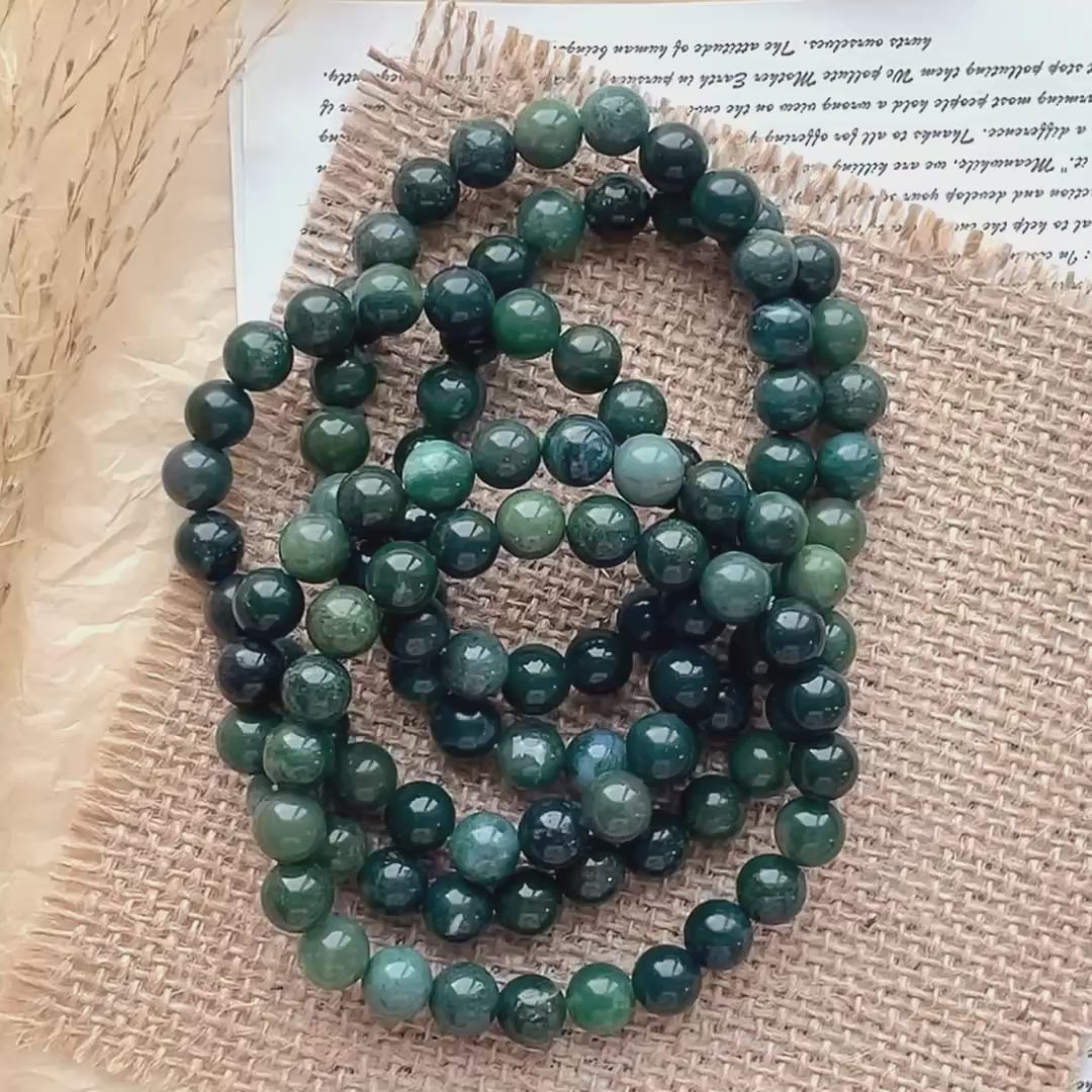 Moss agate crystal bracelet-B028