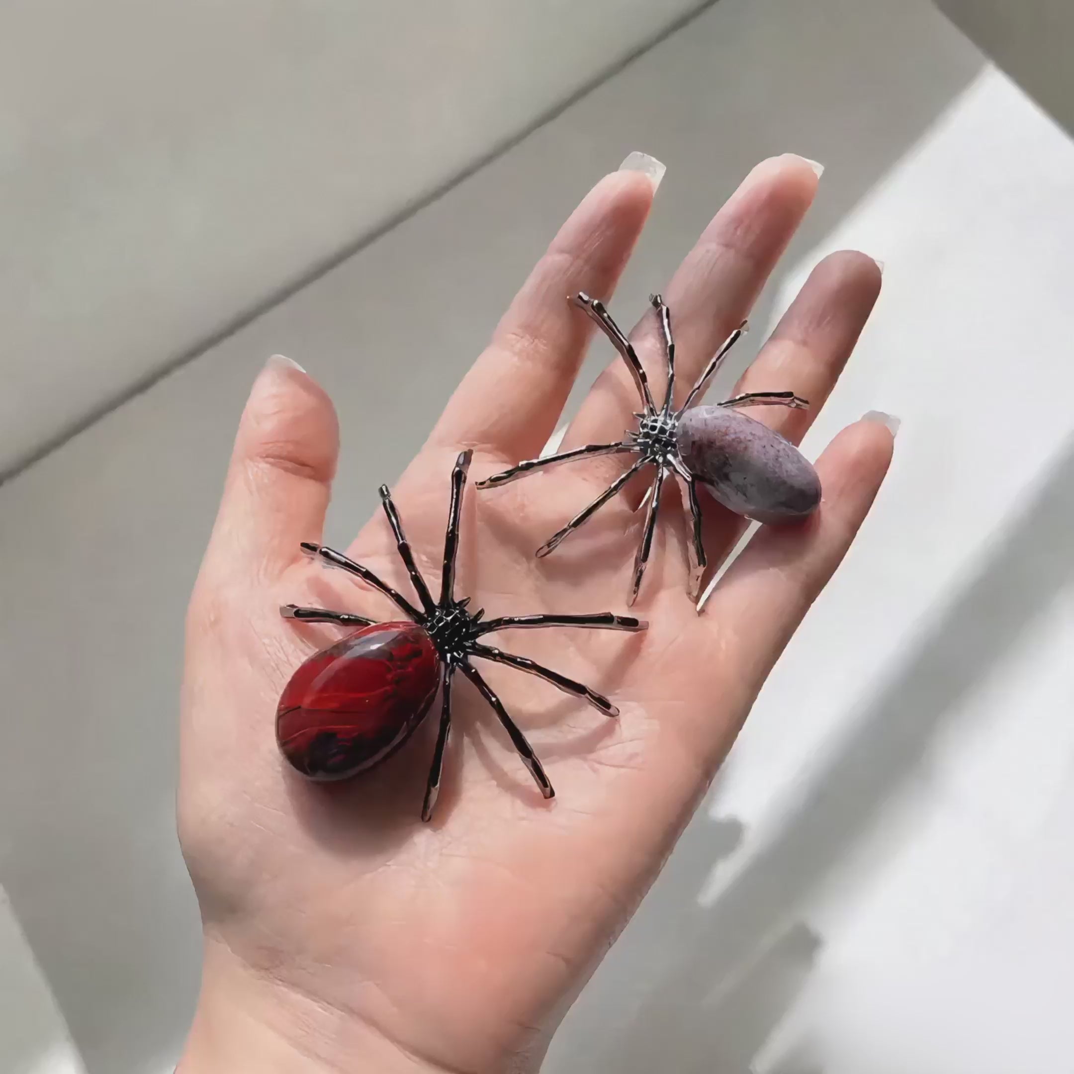 Tumbled Crystals Spider Ornament Handmade Alloy Spider C003