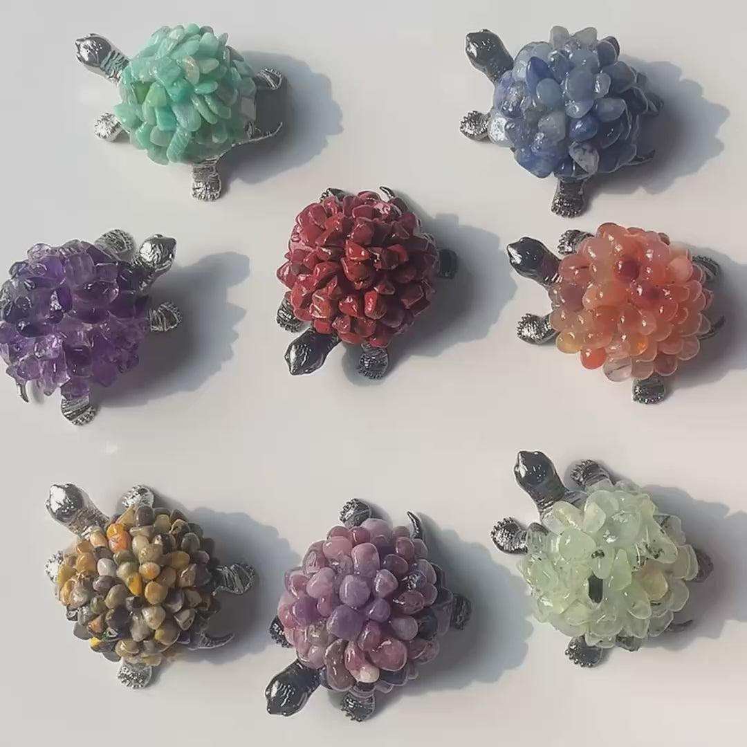 Multi-material natural crystal chips turtle set-C009